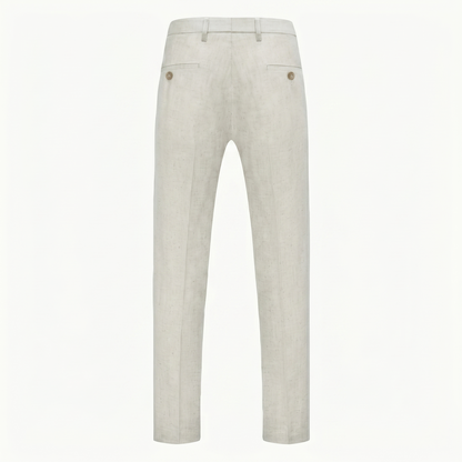 Men’s Linen Viscose Blend Regular Fit Work Trousers - Breathable Spring Summer Slacks