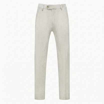 Men’s Linen Viscose Blend Regular Fit Work Trousers - Breathable Spring Summer Slacks