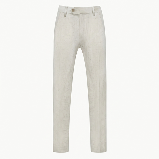 Men’s Linen Viscose Blend Regular Fit Work Trousers - Breathable Spring Summer Slacks