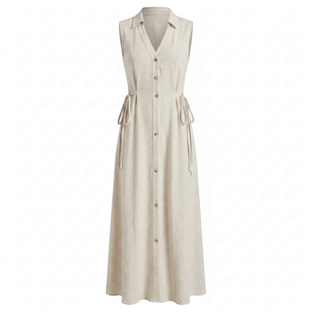 Siena Linen Maxi Dress – Button Front Summer Dress