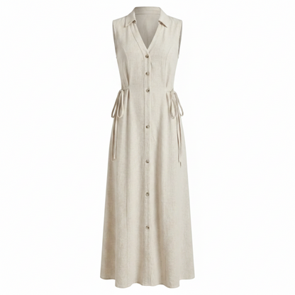 Siena Linen Maxi Dress – Button Front Summer Dress