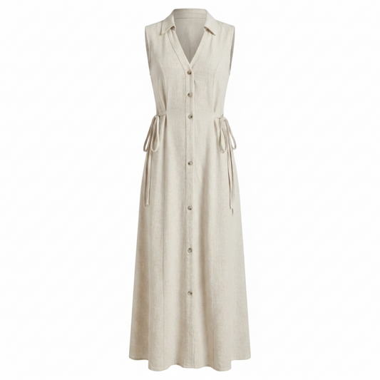 Siena Linen Maxi Dress – Button Front Summer Dress