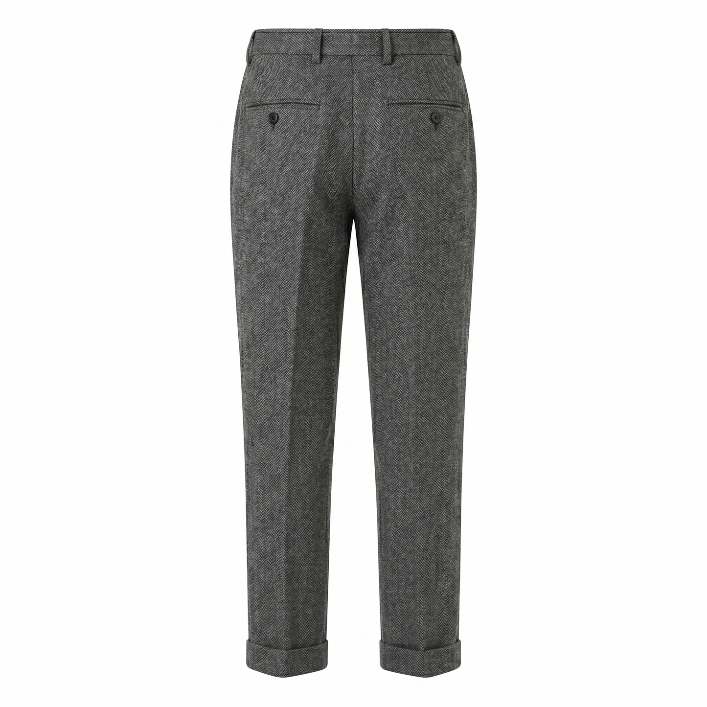 Men’s Grey Textured Pleated Trousers – Slim Fit High Waist Smart Casual Pants Lightweight