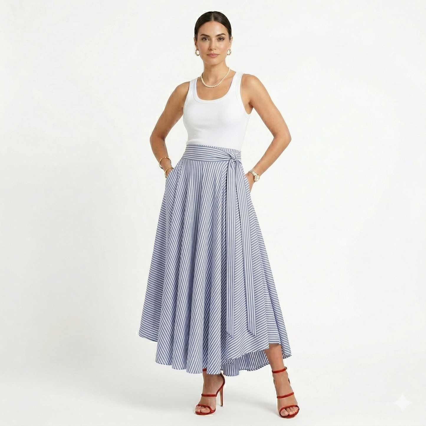 Saint-Tropez Stripe Skirt – High Waist Summer Skirt