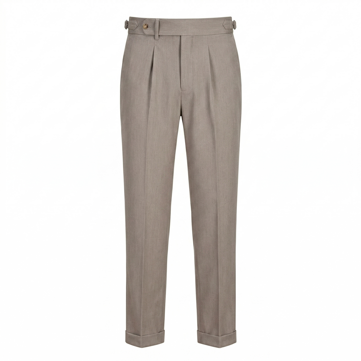 Men’s Light Beige Pleated Dress Pants – High Waist Straight Fit Summer Trousers