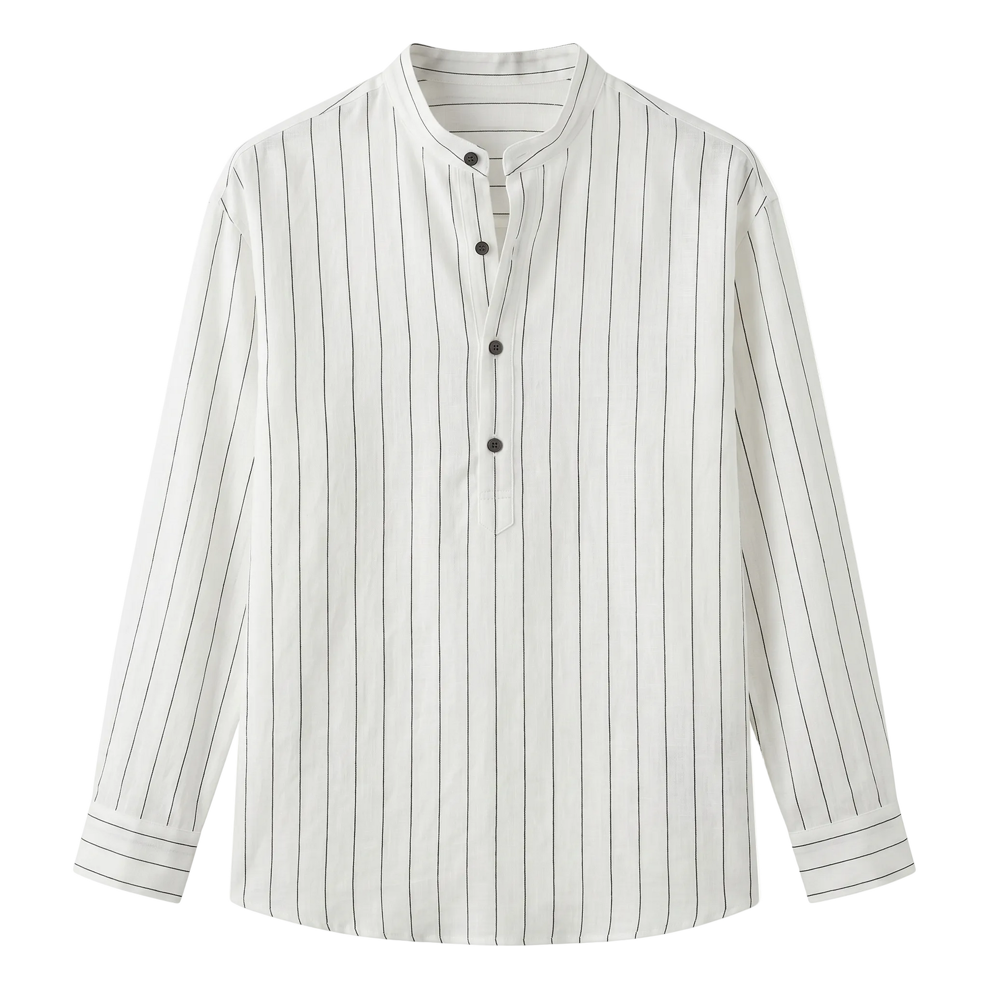 White shirt with black vertical stripes on a white background