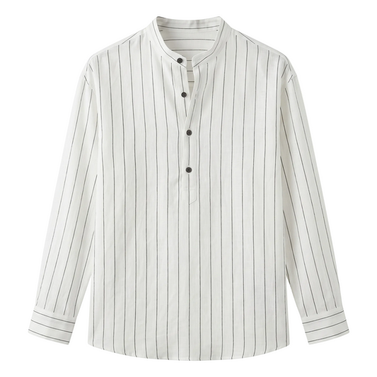 White shirt with black vertical stripes on a white background