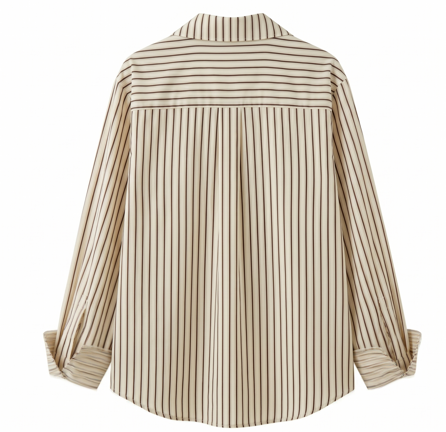 Women's Loose Fit Striped Button-Down Shirt - Lightweight Long Sleeve Lapel Blouse for Spring & Summer